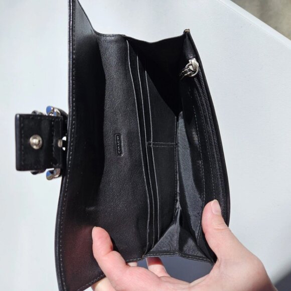 Vintage Coach Soho Y2K Clutch Wallet Trifold Buckle Black GUC - Picture 6 of 12